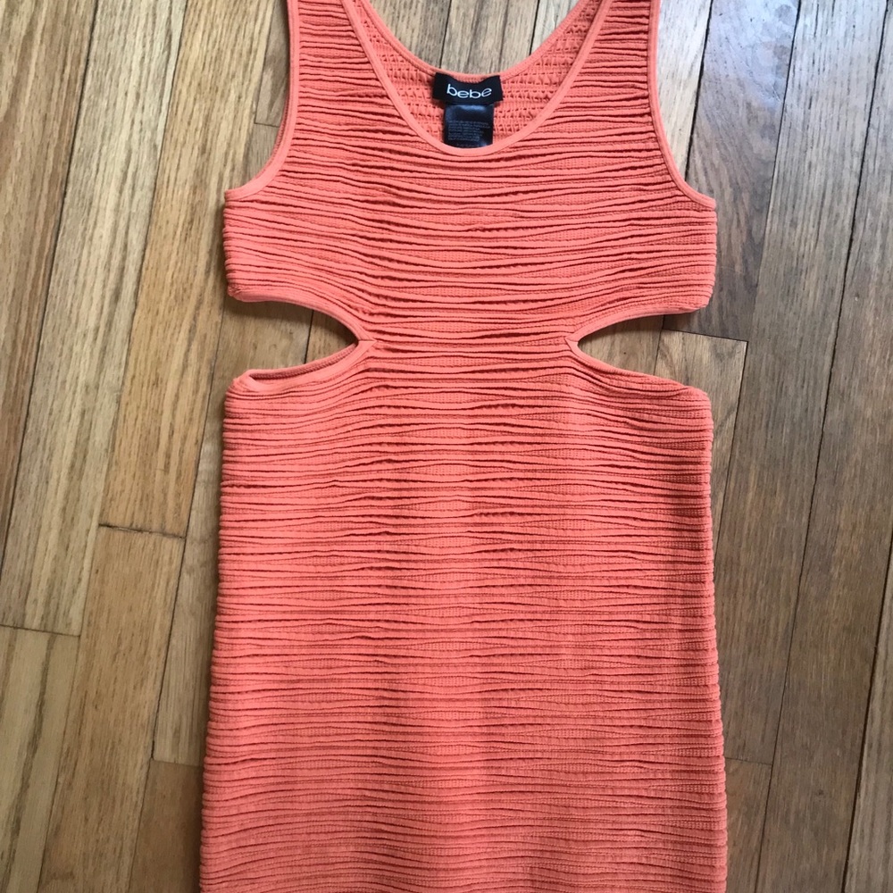 Bebe small bodycon Cutout mini dress orange